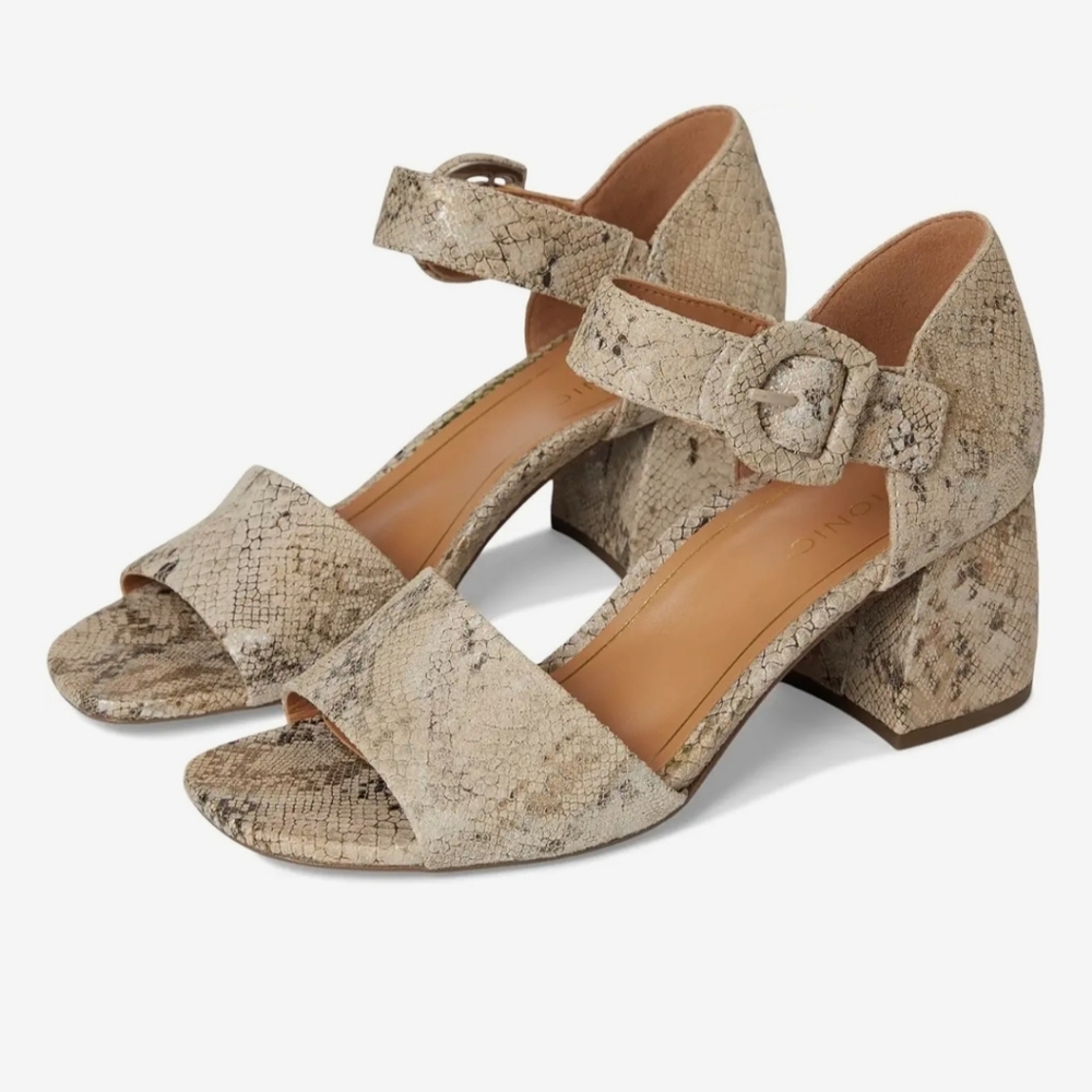 Vionic Chardonnay Snake Print Leather Dress Sandals